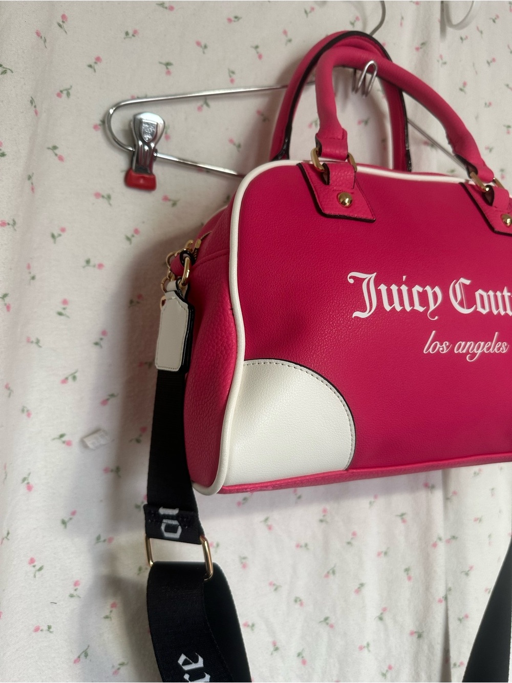 Juicy Couture Hot Pink and White Dome Satchel with Logo Strap - Picture 6 of 14